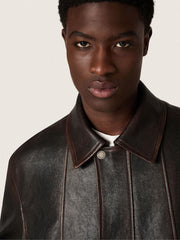 Golden Goose Men’s bomber jacket in burgundy nappa leather
