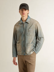 Golden Goose Men's distressed-effect denim jacket with zip
