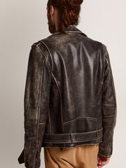 Golden Goose Men’s black leather biker jacket | Golden Goose
