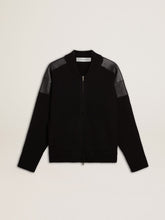 Golden Goose Men's black merino wool jacket with leather patches