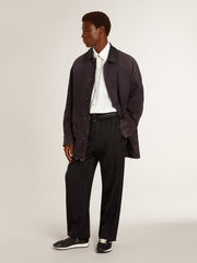 Golden Goose Men's denim jacket with distressed details and leather collar