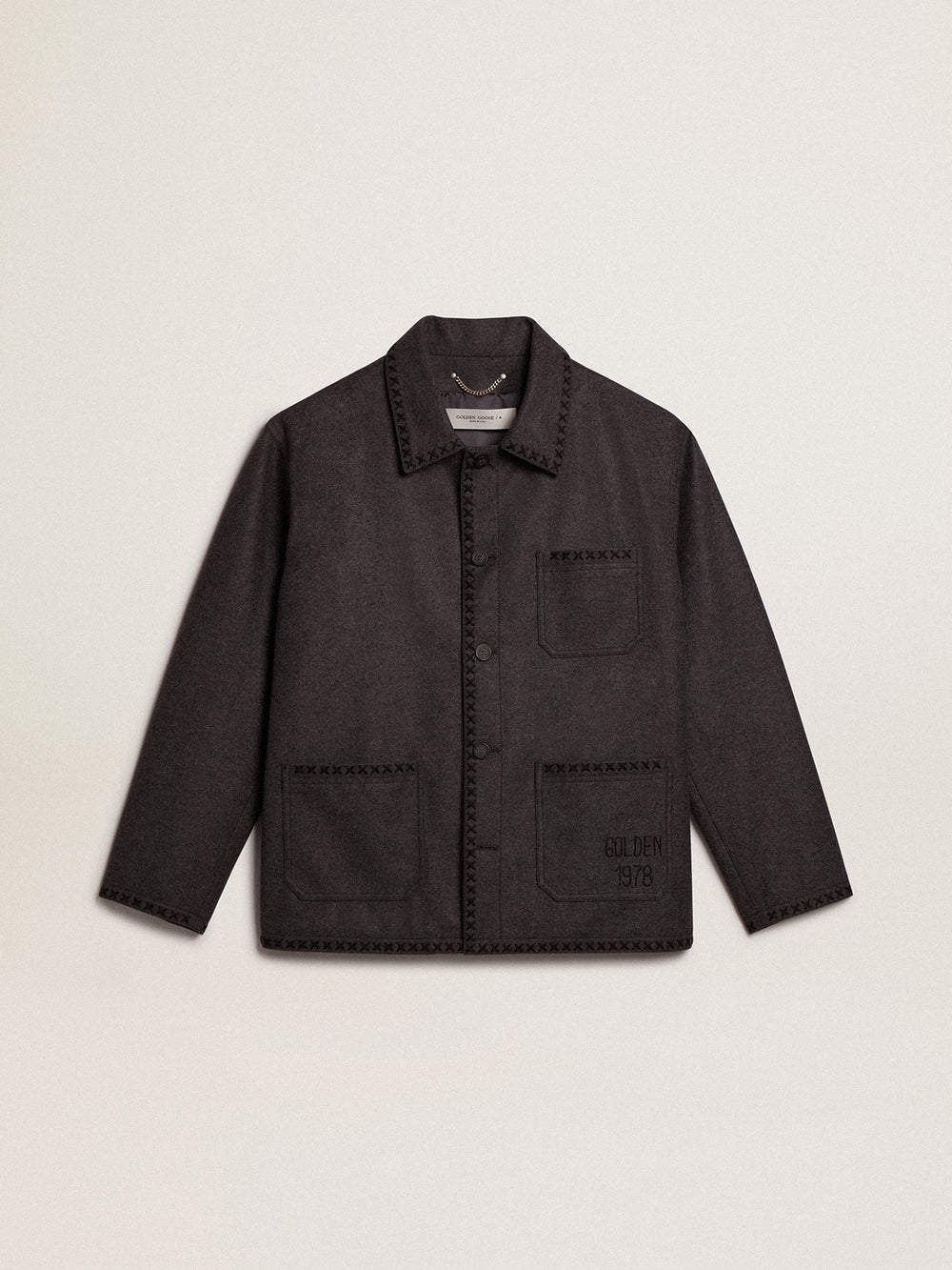 Golden Goose Gray melange woolen jacket with button fastening