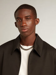 Golden Goose Men’s zip-up jacket in black wool gabardine