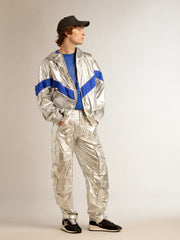 Golden Goose Men's windcheater in silver technical fabric