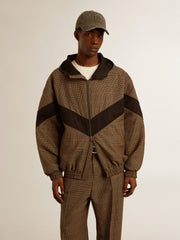 Golden Goose Windcheater in beige and black houndstooth