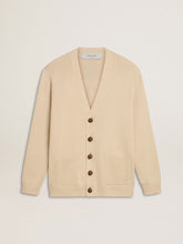 Golden Goose Men’s beige cardigan with 'Golden' lettering on the back