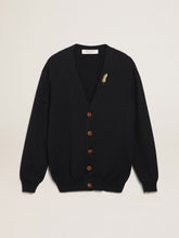 Golden Goose Golden Collection cardigan in dark blue cotton with a distressed finish