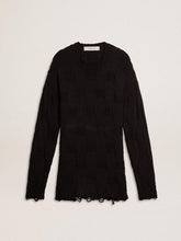 Golden Goose Men's black wool sweater with a distressed effect