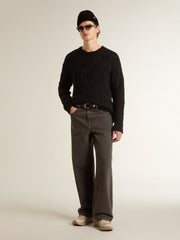 Golden Goose Men's black wool sweater with a distressed effect