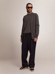 Golden Goose Men's grey cotton cardigan with buttons | Golden Goose