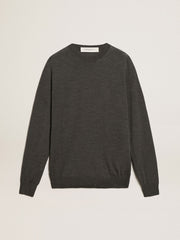 Golden Goose Men's round-neck sweater in dark gray mélange wool