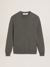 Golden Goose Men's round-neck sweater in dark gray cotton with logo on the back