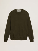 Golden Goose Men's round-neck sweater in military green cotton