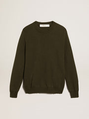 Golden Goose Men's round-neck sweater in military green cotton