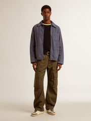 Golden Goose Men’s blue round-neck sweater with contrasting ribbing