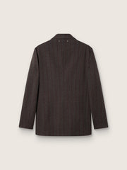 Golden Goose Men's single-breasted blazer in dark brown wool with thin stripe pattern