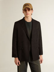 Golden Goose Men’s black double-breasted blazer with button fastening