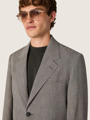 Golden Goose Men's jacket in gray Prince of Wales check wool