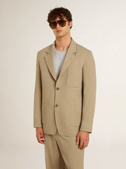 Golden Goose Men's beige pinstripe single-breasted jacket with an oversized fit