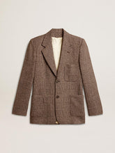 Golden Goose Gray single-breasted blazer for men in houndstooth wool