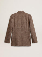 Golden Goose Gray single-breasted blazer for men in houndstooth wool