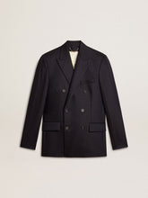 Golden Goose Men's midnight blue wool double-breasted blazer