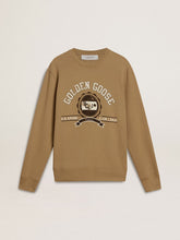 Golden Goose Men's beige cotton sweatshirt with print on the front