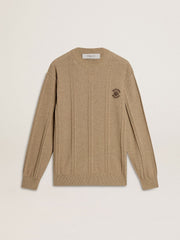 Golden Goose Men's beige sweater with embroidered logo