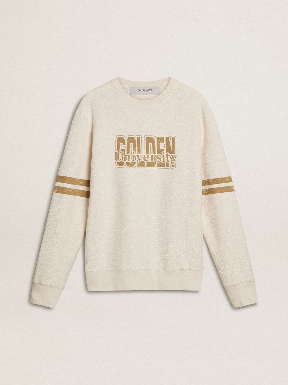 Golden Goose Men's white cotton sweatshirt with front print