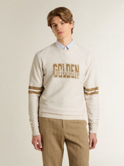 Golden Goose Men's white cotton sweatshirt with front print