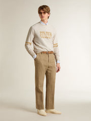 Golden Goose Men's white cotton sweatshirt with front print