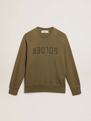 Golden Goose Men's olive green sweatshirt with Golden lettering