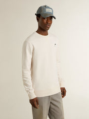 Golden Goose Men's white cotton sweatshirt with print on the back