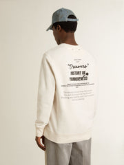 Golden Goose Men's white cotton sweatshirt with print on the back