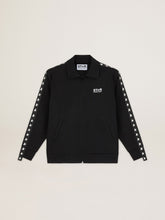 Golden Goose Men's black zipped sweatshirt with white stars