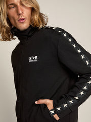 Golden Goose Men's black zipped sweatshirt with white stars