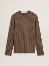 Golden Goose Men's travertine-colored sweater with 'Golden' patch lettering on the back