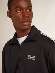 Golden Goose Dark blue sweatshirt with white strip and contrasting blue stars