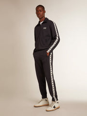 Golden Goose Dark blue sweatshirt with white strip and contrasting blue stars
