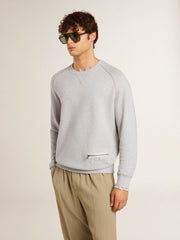 Golden Goose Men’s gray round neck sweatshirt with contrast stitching