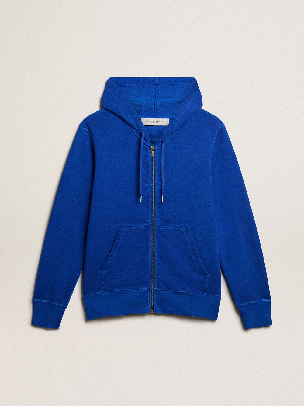Golden Goose Men's blue-colored hoodie with lettering on the back