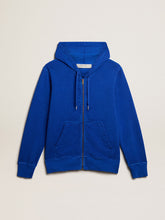 Golden Goose Men's blue-colored hoodie with lettering on the back