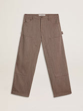Golden Goose Men’s wool blend pants in light brown micro chevron