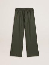 Golden Goose Men's dark green joggers with vertical stripes