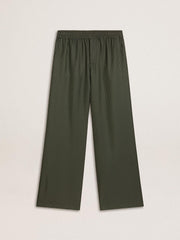 Golden Goose Men's dark green joggers with vertical stripes
