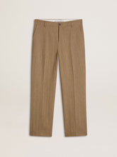 Golden Goose Tailored pants in sand-colored chevron linen blend
