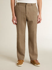 Golden Goose Tailored pants in sand-colored chevron linen blend