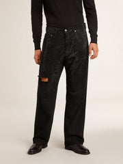 Golden Goose Men's black jeans with a loose fit and gradient effect all-over crystals