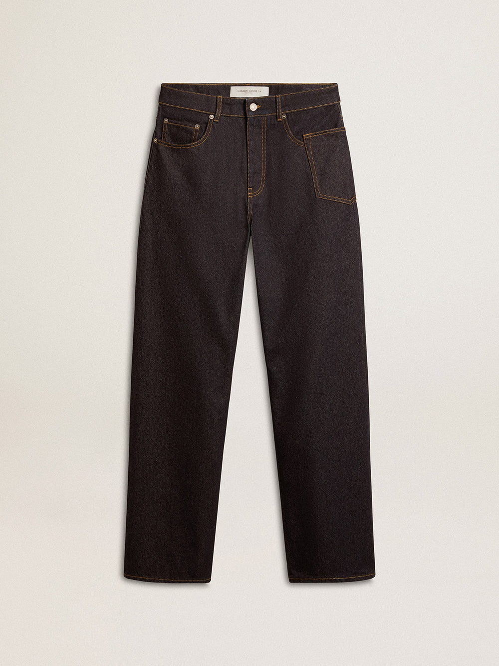 Golden Goose Men’s dark blue wide-leg jeans in one-wash denim