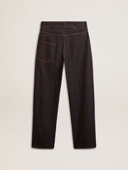 Golden Goose Men’s dark blue wide-leg jeans in one-wash denim
